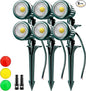 12V24V Low Voltage Landscape Lights Outdoor,6000K White LED Landscape Lights with 3 Color Lenses (Red,Yellow,Green),IP67 Waterproof Outdoor Spot Lights for Garden Passage Wall Tree Fence,6 Pack