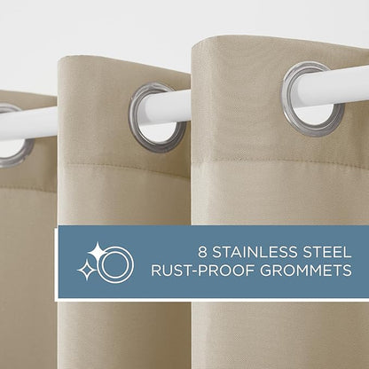 TOWN & COUNTRY BASICS Cabana Solid Heavyweight Indoor Outdoor Curtains, Light Filtering Opacity with Grommet Top, Water Repellent, 2-Pack Set, 54"x120", Taupe