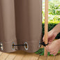 NICETOWN 2 Panels Waterproof Outdoor Curtains Fixed Grommet & Back Tab on Top & Bottom, Thermal Insulated Keep Rain & Sun Out Blackout Windpoorf Outdoor Draperies with Rope, W52 by L108, Tan-Khaki