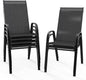 VINGLI Patio Chairs Set of 6 – Stackable Outdoor Dining Chairs with Comfortable Sling High Back Chairs and Armrests for Lawn, Poolside, Courtyard, Balcony, Garden, Black