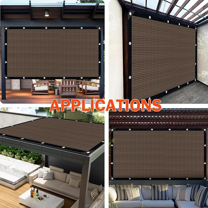 Mocha Sun Shade Cloth,Pergola Shade Cover with Reinforced Grommets,90% Shade Fabric Fence Privacy Screen Balcony,Pergola Shade Cover Canopy Garden Carport Porch Deck Patio Shade,10x14FT