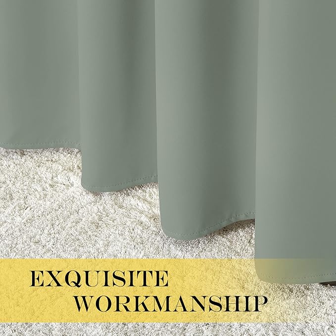 NICETOWN Blackout Sage Green Curtain for Windows 120 inch Long - Thermal Insulated Solid Grommet Room Darkening Drape Sound Reducing for Bedroom/Living Room (1 Panel, W52 x L120)