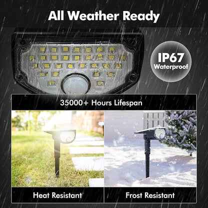 AloftSun Solar Motion Sensor Outdoor Lights,Waterproof Motion Sensor Spot Lights- 30 LED/3 Modes Solar Powered Spotlights,Landscape Lighting for Yard and Garden, Warm White,6 Pack