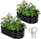 Galvanized Metal Planter Raised Garden Bed Kit for Gardening Outdoor，4x2x1ft 2 Planter Grow Garden Box Raised Flower Bed，Long Vegetable Clearance Herb Raised Garden Beds for Gardening Black