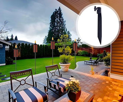 Outdoor Metal Stakes for Ground, Garden Stakes for Lights,Used for Replacement Metal Ground Spike in Live Flame Torches and Solar Lights-6.7 Inch (Black 4 Pack)