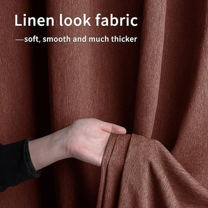 Easy-Going Linen Look Outdoor Curtains Waterproof Windproof Porch Curtains, Soft Thicken Outdoor Privacy Curtains for Patio, Gazebo, Grommet Top and Tab Bottom Drape, 1 Panel, 54x120 inch, Terra Red