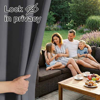 RYB HOME Patio Curtains Outdoor - Waterproof Privacy Curtain Blackout Drapery for Porch Outdoor Shower Arbor Basement Carport Garden Lawn, Wide 84 x Long 84, 1 Pc, Grey