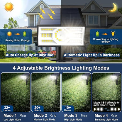 Solar Spot Lights Outdoor,6 Pack/56 LED Outdoor Lights for Yard Waterproof IP68, 4 Lighting Modes Solar Landscape Spotlights, Auto On/Off Solar Powered Flood Lights Garden Pathway,Cool White