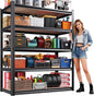 Garage Shelving-2050 lbs 5 Tier Storage Shelves,Adjustable Heavy Duty Metal Shelving Unit and Storage Large Rack,Utility Steel Shelf for Warehouse Industrial Pantry Basement -78"x46"x20",Black