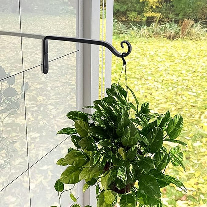 Gtongoko 2 Pack 10 Inch Metal Plant Hangers Wall Hooks for Hanging Plant Brackets, Outdoor Hooks for Hanging Bird Feeders, Flower Baskets, Lanterns, Wind Chinme, Solar Lamps
