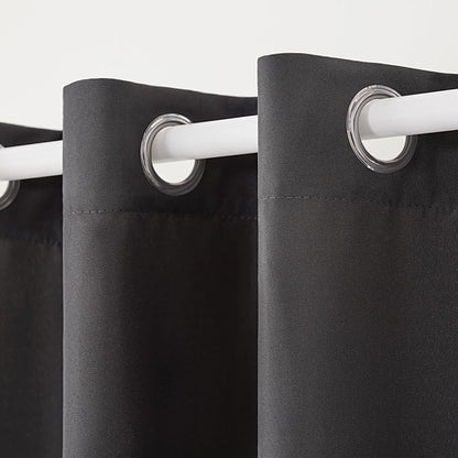 TOWN & COUNTRY BASICS Cabana Solid Heavyweight Indoor Outdoor Curtains, Light Filtering Opacity with Grommet Top, Water Repellent, 2-Pack Set, 54"x96", Charcoal
