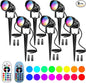 Christmas Landscape Lights 12W RGBW Outdoor Spot Lights for Yard, Low Voltage LED Landscape Spotlight with Remote Control, IP65 Waterproof Yard Spotlgiht for Lawn, Garden, 6 Pack