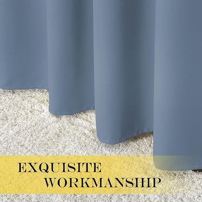 NICETOWN Blackout Curtain & Drape - (Stone Blue Color) Noise Reduction Drapery Energy Saving for Bedroom/Kids Room, 52 x 63 inches, 1 Piece