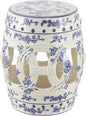 JONATHAN Y TBL1027A Lucky Coins 16" Chinese Ceramic Drum Indoor/Outdoor Garden Stool Bohemian, Coastal, Classic, Cottage, French Country, Patio, Garden Room, Bathroom, Living Room, Blue/White
