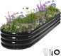 Galvanized Raised Garden Bed Outdoor- Raised Beds for Gardening| Metal Planter Box, Steel Raised Garden Bed Kit with Safety Edging and Gloves for Vegetables, Flower, Herbs (8x2x1FT, Gray)