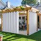 NICETOWN 2 Panels Outdoor Curtains for Patio Waterproof & Windproof, Extra Wide Grommet & Back Tab on Top & Bottom Thermal Insulated Sun Blocking Drapes with Rope for Deck, Greyish White, W100 x L108