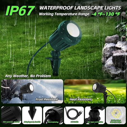 Spotlight Outdoor – 120V Plug-In, 6500K Cool White LED Landscape Lighting with RGB Purple 4 Color Lenses for Yard, Garden, Lawn & Tree Decor on Holidays&Everyday, IP67 Waterproof (4 Pack,Green)