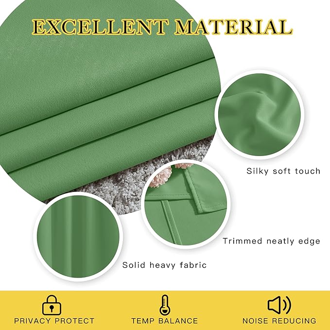 NICETOWN Froest Green Blackout Curtains for Bedroom 95 Inch Length - Thermal Insulated Room Darkening Privacy Grommet Window Drapes for Boys Room, Set of 1 Panel, 80 x 95 Inch