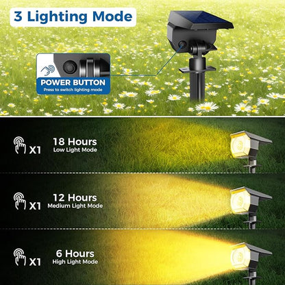 12 Pack Solar Spot Lights Outdoor, Solar Spotlights Outdoor Waterproof 2-in-1 Auto On/Off Landscape Lighting for Outside Yard Wall Garden Pathway(Warm White)