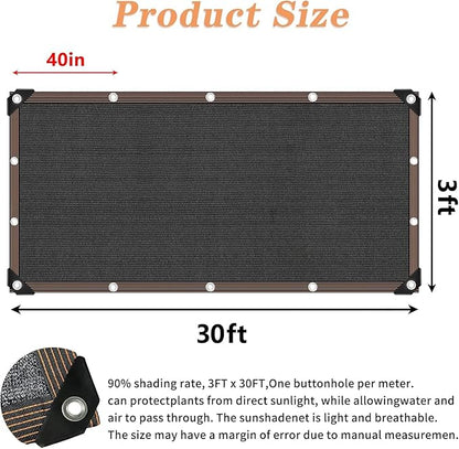 Shade Cloth for Plants Greenhouse, 80-90% Sunblock Shade Sails for Outdoor Garden Pergola Patio Lawn, Easier to Hang Sun Protection Neting Cover for Kennel Chicken Coop, 3x30 FT