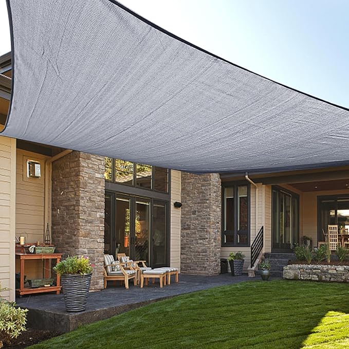 LOVE STORY Custom Size 7'x10' Silver Grey Sun Shade Sail Rectangle UV Block Canopy Patio Sail Sunshades Fabric for Outdoor Garden Carport (We Make Custom Size)