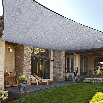 LOVE STORY Custom Size 10'x24' Silver Grey Sun Shade Sail Rectangle UV Block Canopy Patio Sail Sunshades Fabric for Outdoor Garden Carport (We Make Custom Size)