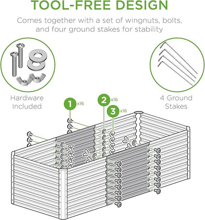 Best Choice Products 4x2x2ft Outdoor Metal Raised Garden Bed, Deep Root Box Planter for Vegetables, Flowers, Herbs, 119 Gallon Capacity, 100% Non Toxic Materials - Mist Blue