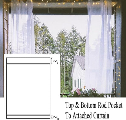 Patio Screen Mesh Outdoor Curtains Waterproof Sheer Lightweight Bug Netting for Porch Gazebo Garden Party Wedding Backdrop, White, W 125 x L 98 inch per Panel, 2 Panels