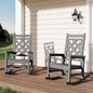 GarveeLife Outdoor Rocking Chair Set of 2, HDPE Weather Resistant Patio Rocking Chair Porch Rocker with Wood Texture & 380 LBS Support for Deck, Pool, Backyard, Gray