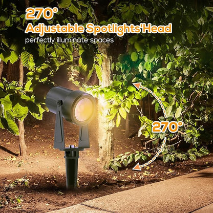 SUNTHIN Outdoor Landscape Lighting with Remote, RGBW Color Changing Spot Uplights, 6 Pack