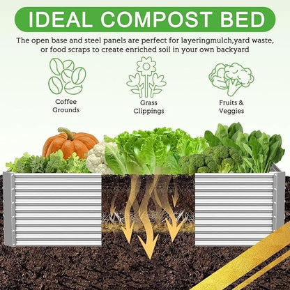 2 Pack Tall Corrugated Galvanized Steel Raised Garden Bed Outdoor, Metal Above Ground Garden Bed for Vegetables and Flowers, Rectangle Raised Beds for Gardening-4x2FT