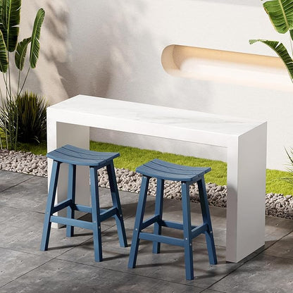 Stoog All-Weather Bar Stools Set of 2, 28" Height Outdoor Bar Stools with 400 lbs Weight Capacity, Low Maintenance, for Patio, Deck, Kitchen Counter, and Garden, Blue