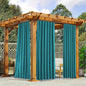 NICETOWN 2 Panels Outdoor Curtains Waterproof Pocket & Back Tab on Top & Bottom, Thermal Insulated Windproof Sun Blocking Outside Privacy Drapes for Patio with Fixed Rope, W52 x L95, Peacock Teal
