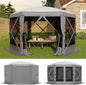 13x13FT 6-Sided Pop Up Gazebo Tent，One-Push Setup Canopy Tent with Removable Canopy Top & Wind Cloths, Outdoor shelter for Camping, Backyard Parties, Outdoor Events - Grey