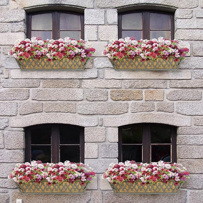 4 Pack 24 Inch Window Boxes Planters Railing Planter Box with Adjustable Brackets for Porch Fence Patio Balcony Hanging Flower Baskets with Coco Liners for Outdoor Garden Decor - Dark Grey