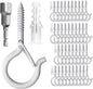 PlusRoc 40 Pack Ceiling Hooks for Hanging Plants Outdoor String Lights Heavy Duty, 2.2 Inch Eye Hook Screw in Cup Hooks Q-Hanger for Patio Lights, Wall Wood Fence Deck Mount(White)
