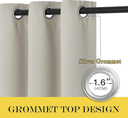 NICETOWN Blackout Curtain for Living Room, Thermal Insulated Solid Grommet Sound Reducing Energy Saving Window Treatment for Bedroom/Dining Room, Natural, 1 Panel, W52 x L90