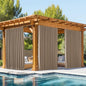 NICETOWN 2 Panels Outdoor Curtains Waterproof Pocket & Back Tab on Top & Bottom, Thermal Insulated Windproof Sun Blocking Outside Privacy Drapes for Patio with Fixed Rope, W84 x L95, Tan