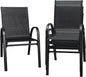 Flamaker Patio Chairs Stackable Dining Chairs Set of 4 Metal and Teslin Outdoor Chairs for Lawn Deck Porch Balcony (Black)