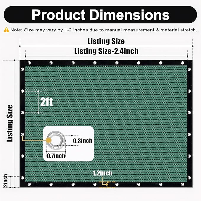 Artpuch 90% Sun Shade Cloth, 12 x 12 FT Pergola Shade Cover Canopy with Grommets, Sun Screen Fabric Tarp for Patio, Outdoor, Garden, Backyard, Green