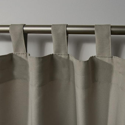 Exclusive Home Cabana Solid Indoor/Outdoor Light Filtering Hook-and-Loop Tab Top Curtain Panel, 54"x96", Taupe, Set of 2