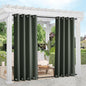 NICETOWN Outdoor Curtains 2 Panels Bottom Weighted for Patio Waterproof, Grommet Thermal Insulated Fixed Windproof Blackout Outdoor Curtains Privacy for Pergola, W52 x L95, Greyish Green