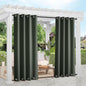 NICETOWN 2 Panels Long Outdoor Curtains Waterproof 108 inch Length for Patio, Windproof Thermal Insulated Rustproof Top and Bottom Grommet Blackout Outdoor Drapes for Porch, W52 x L108