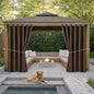 Water Proof Outside Curtains with Grommet Top for Porch, Thermal Insulated Washable Light Block Outdoor Divider Drapes for Patio Gazebo Deck Pool Area Pergola Cabana (W84 x L95, Brown, 2 Panels)