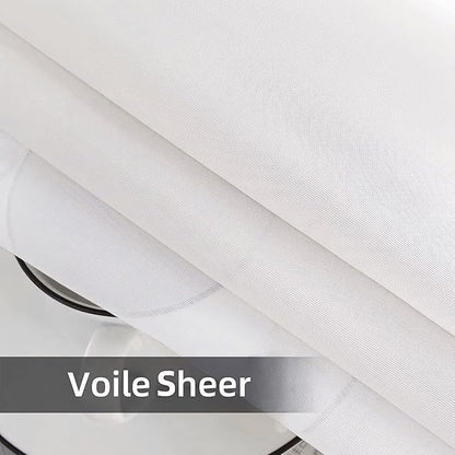 SpaceDresser Waterproof Outdoor Sheer Curtains for Patio - 2 Panels Rod Pocket Indoor Voile Sheer Curtain for Living Room,52W x 96L inch, White