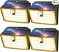 CLAONER Solar Lights Outdoor [𝟒 𝐏𝐚𝐜𝐤/126 LED], Wireless Motion Sensor Lights, IP65 Waterproof Security Lights 3 Modes, 270° Lighting Angle, Ultra-Bright Wall Lights for Deck Patio Fence Garage
