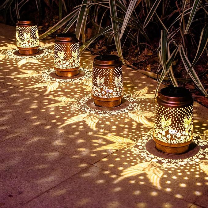 2 Pack Hummingbird Birthday Gifts for Women Mom Grandma Solar Lanterns Outdoor Waterproof Garden Decor Hanging LED Decorative Light for Patio Yard Lawn Gardening Gifts