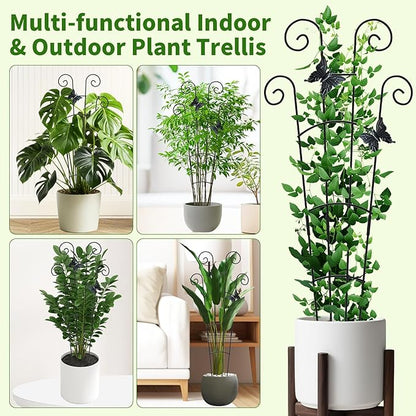 2 Pack 30 Inch Taller Plant Trellis for Potted Climbing Plants Indoor,Expandable Metal Garden Trellis for Climbing Plants,Flowers Vine Ivy, Sturdy Houseplant Support for Potted Plants with Ties
