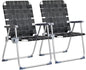 VINGLI Aluminum Oversize Patio Lawn Chairs Folding Set of 2 with Detachable Cup Holder, Webbed Beach Chair Folding Chair Outdoor Portable Camping Chair for Yard, Garden