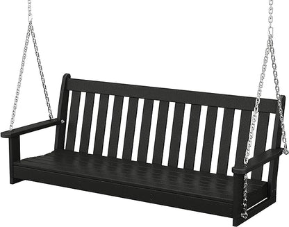 POLYWOOD GNS60BL Vineyard 60" Outdoor Swing, Black